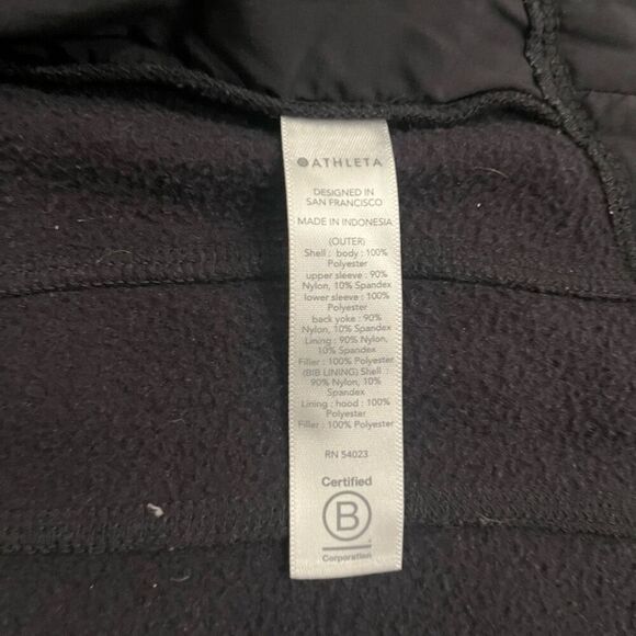 Athleta Cold Front Hybrid Jacket Women's 2XS Black Full Zipper Hoodie Pockets - Picture 5 of 8